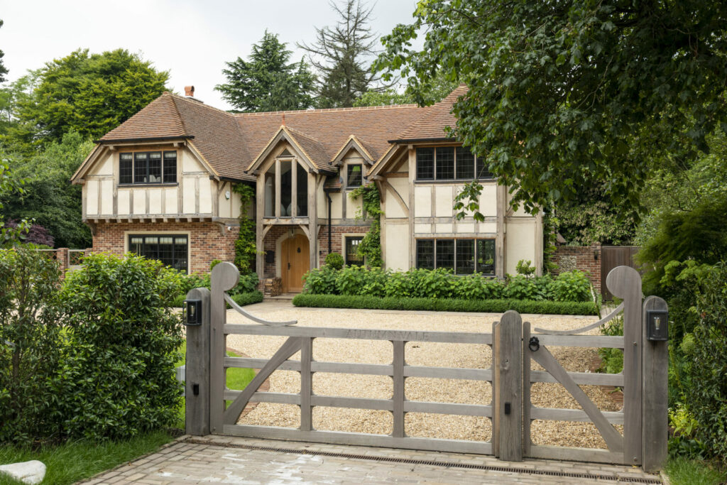 Oak frame country home with gate