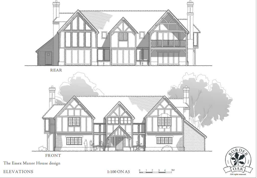 Oak frame country house elevation drawings