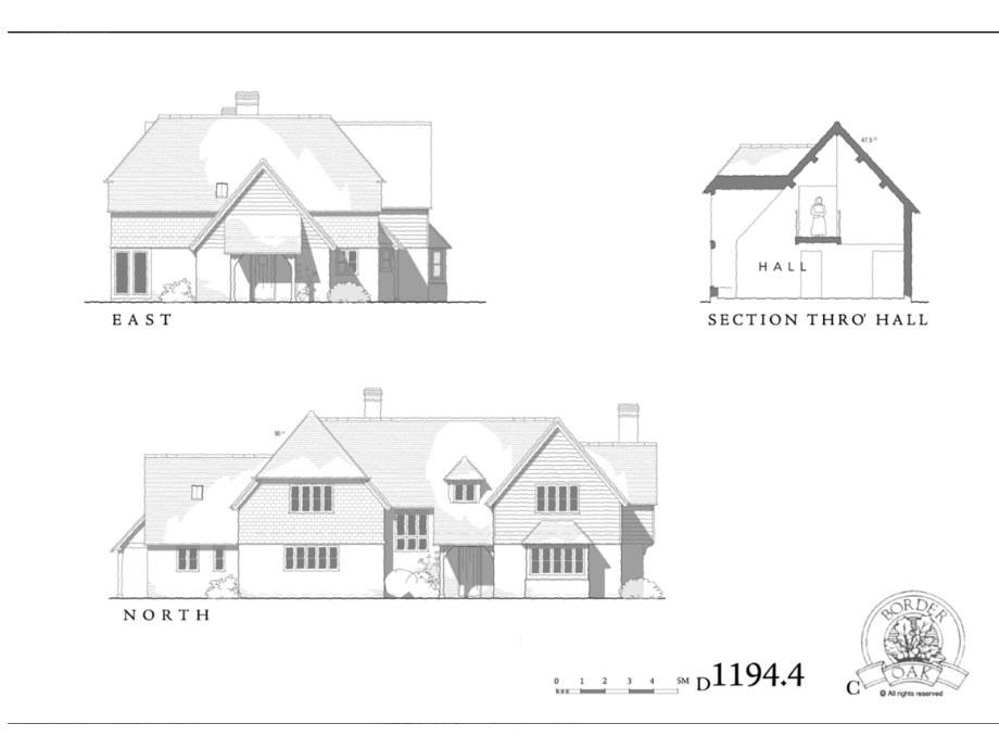 Oak frame home elevation drawings