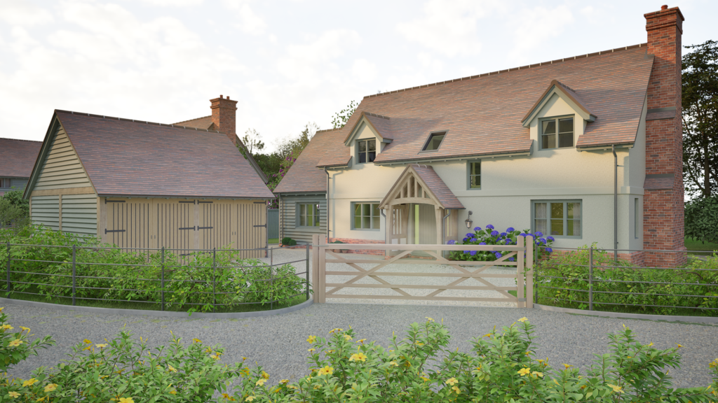 CGI of an oak frame cottage