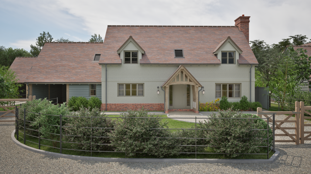 CGI of an oak frame house