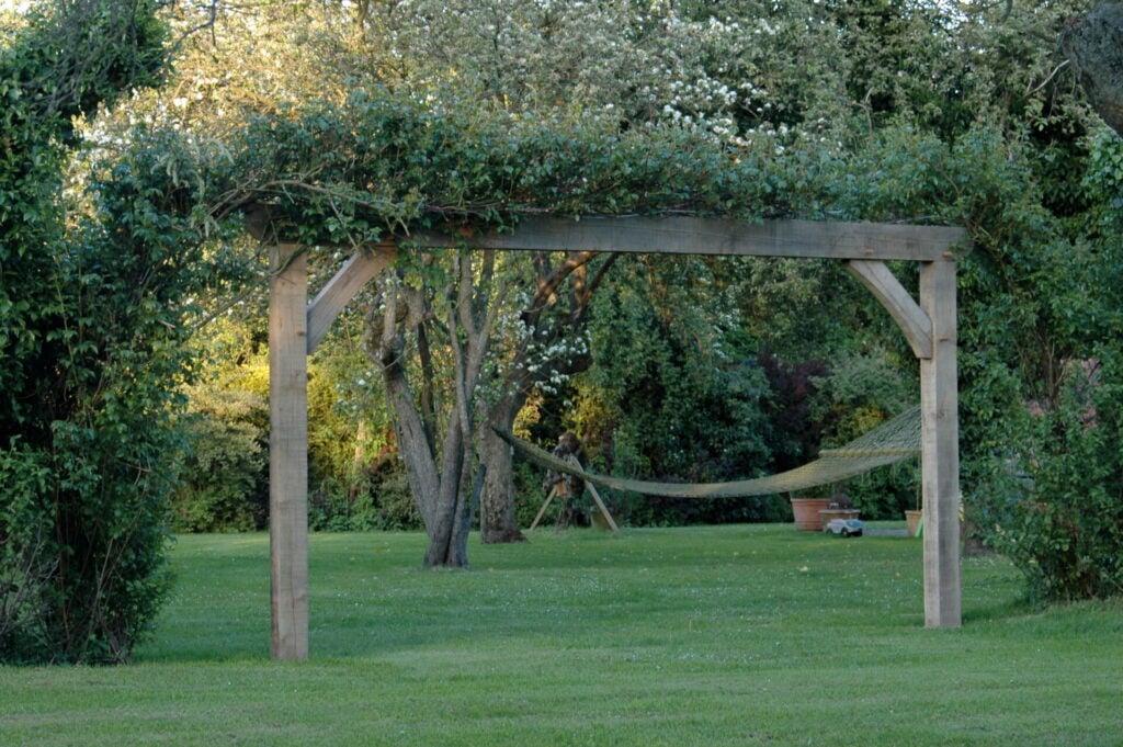 Rose arch in garden